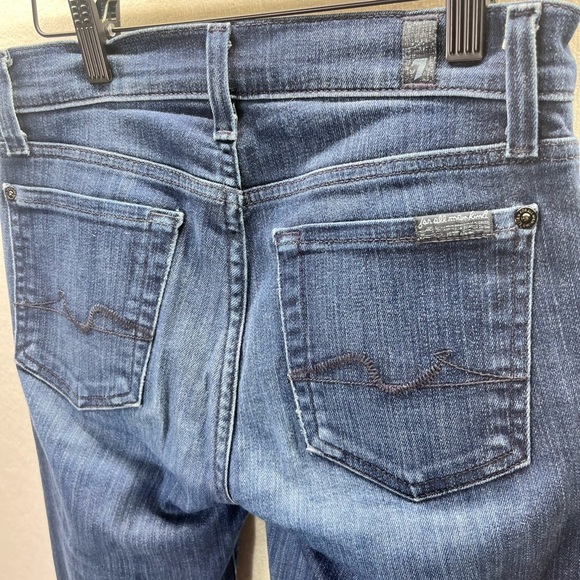 7 For All Mankind Straight Leg Cropped Jeans Womens 24 Stretch Cute Frayed 1990 - Picture 9 of 10
